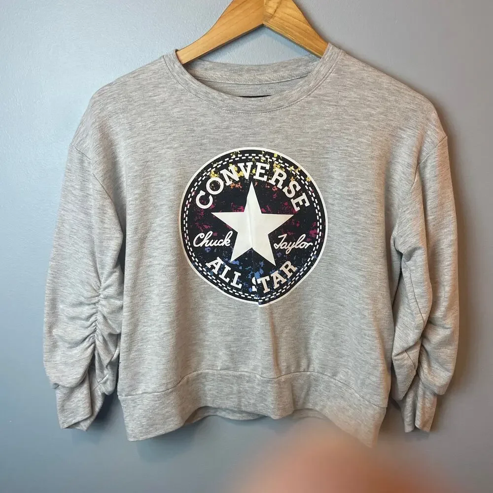 Converse Girls  logo boxy sweatshirt ruched arms Size Medium